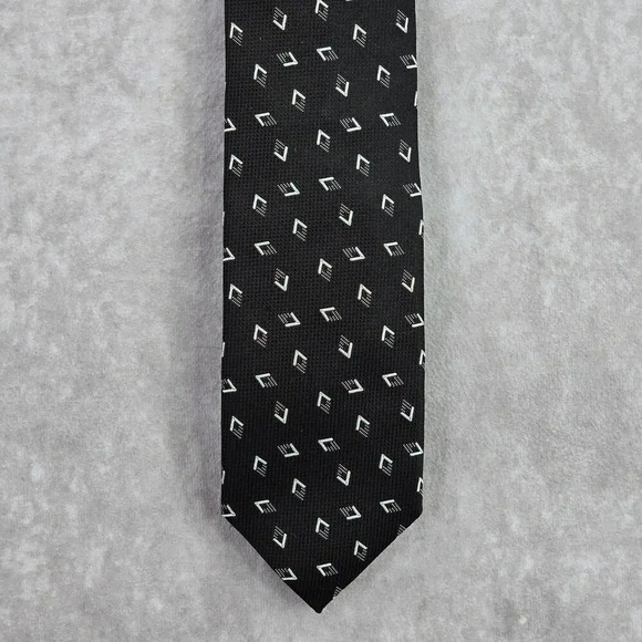 Pal Zileri Black White Diamond Geometric Executive Silk Italy Neck Tie Men's - Picture 1 of 6